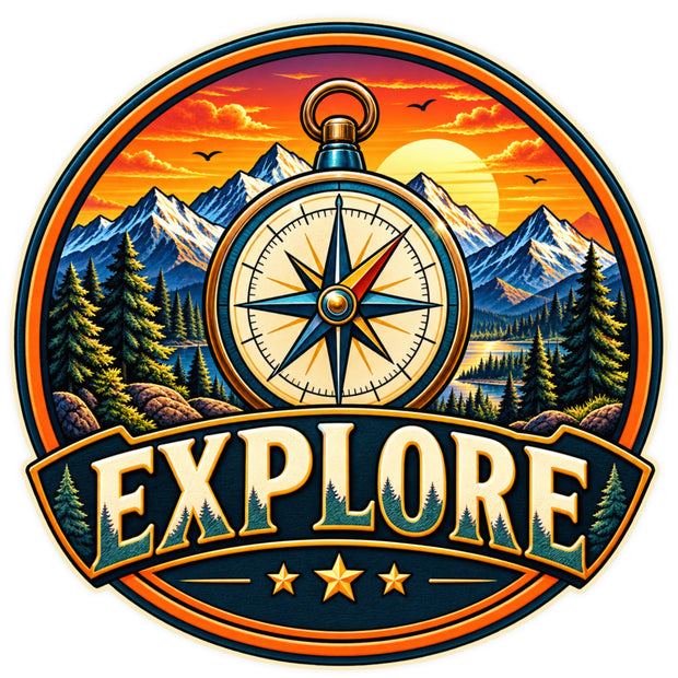 Explore Adventure Compass Waterproof Matte Vinyl Sticker by STIXY