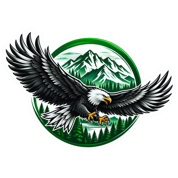 Flying Eagle Mountain Adventure Waterproof Matte Vinyl Sticker by STIXY