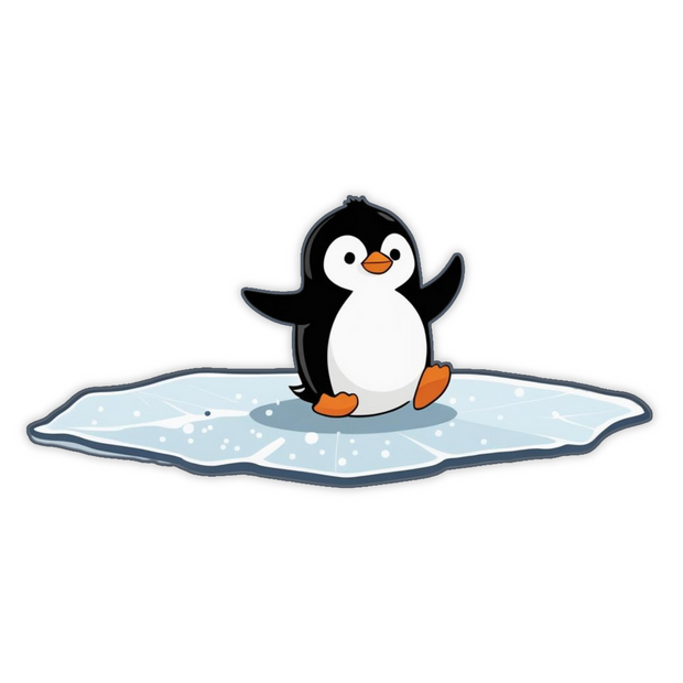 Cute Penguin on Ice Sticker – Adorable Arctic Animal Design | Water-Resistant premium vinyl sticker product image 1