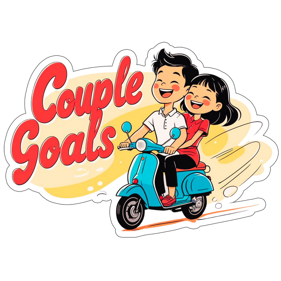 COUPLE GOALS STICKER – CUTE SCOOTER LOVE EDITION BY STIXY premium sticker product image 1