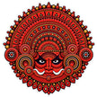 Red Theyyam Face Mandala Sticker with Traditional Kerala Folk Art Design by STIXY