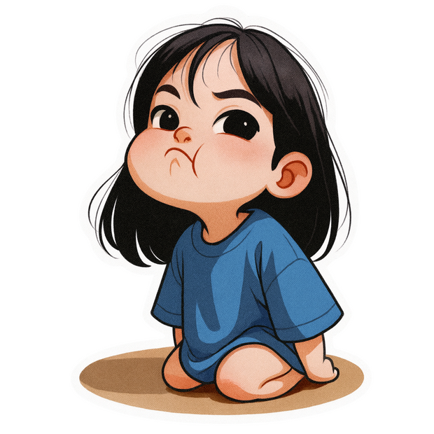 Grumpy Girl Cartoon Sticker – Funny Attitude Design | Waterproof Vinyl premium sticker product image 1