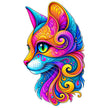 Colorful Psychedelic Cat Face Sticker with Vibrant Mandala Style Artwork by STIXY