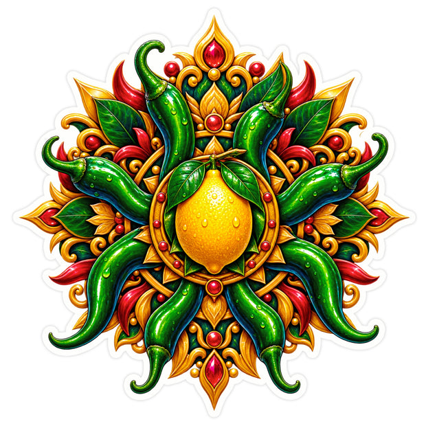 Nimbu Mirchi Nazar Protection Waterproof Matte Vinyl Sticker by STIXY