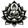 Buddha on Lotus – Waterproof Sticker | Black & White Spiritual Calm Art premium vinyl sticker product image 1