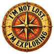 I'm Not Lost I'm Exploring Vintage Compass Adventure Waterproof Matte Vinyl Sticker by STIXY