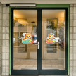 Push Pull Door Stickers Set Of 2 Cute Cartoon Design Waterproof Matte Vinyl 15 15 Cm Approx Copy premium product image view 2