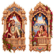 Traditional Indian Royal Couple Jharokha Sticker Set of 2 with Ornate Heritage Window Artwork by STIXY