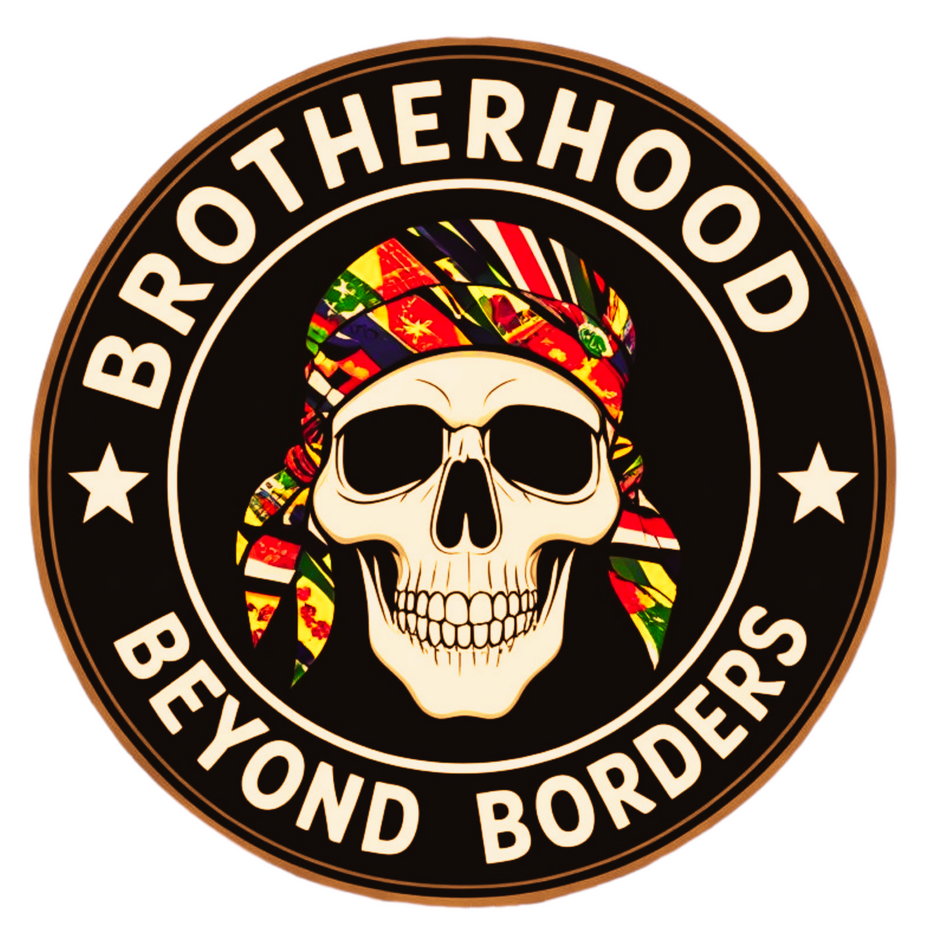 BROTHERHOOD BEYOND BORDERS STICKER – SKULL BANDANA BIKER DECAL premium sticker product image 1