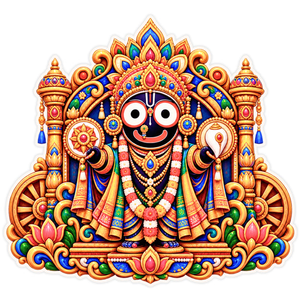 Lord Jagannath Divine Darshan Traditional Temple Art Sticker by STIXY