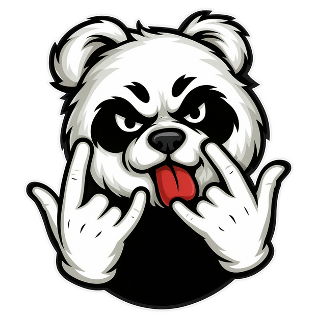 Rockstar Panda Sticker – Waterproof Vinyl | Funny Tongue Out Bear with Attitude premium sticker product image 1