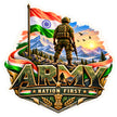 Indian Army Nation First Patriotic Sticker with Soldier Indian Flag and Mountain Artwork by STIXY