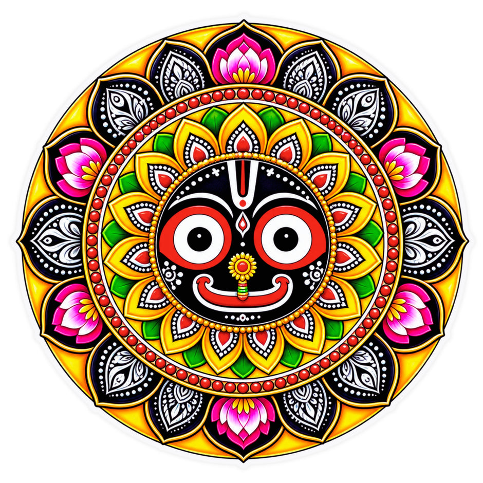 Colorful Lord Jagannath Mandala Sticker with Traditional Indian Spiritual Artwork by STIXY