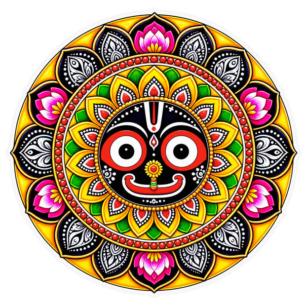 Colorful Lord Jagannath Mandala Sticker with Traditional Indian Spiritual Artwork by STIXY