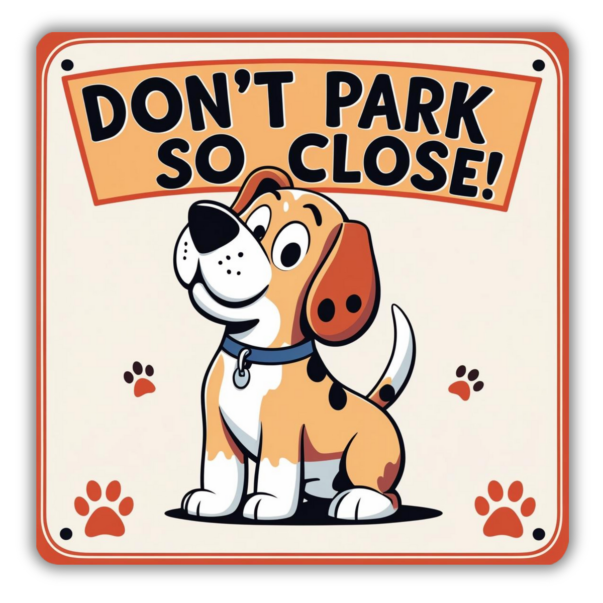 “Don’t Park So Close!” Cute Beagle Car & Garage Sticker – Waterproof Parking Distance Reminder premium sticker product image 1