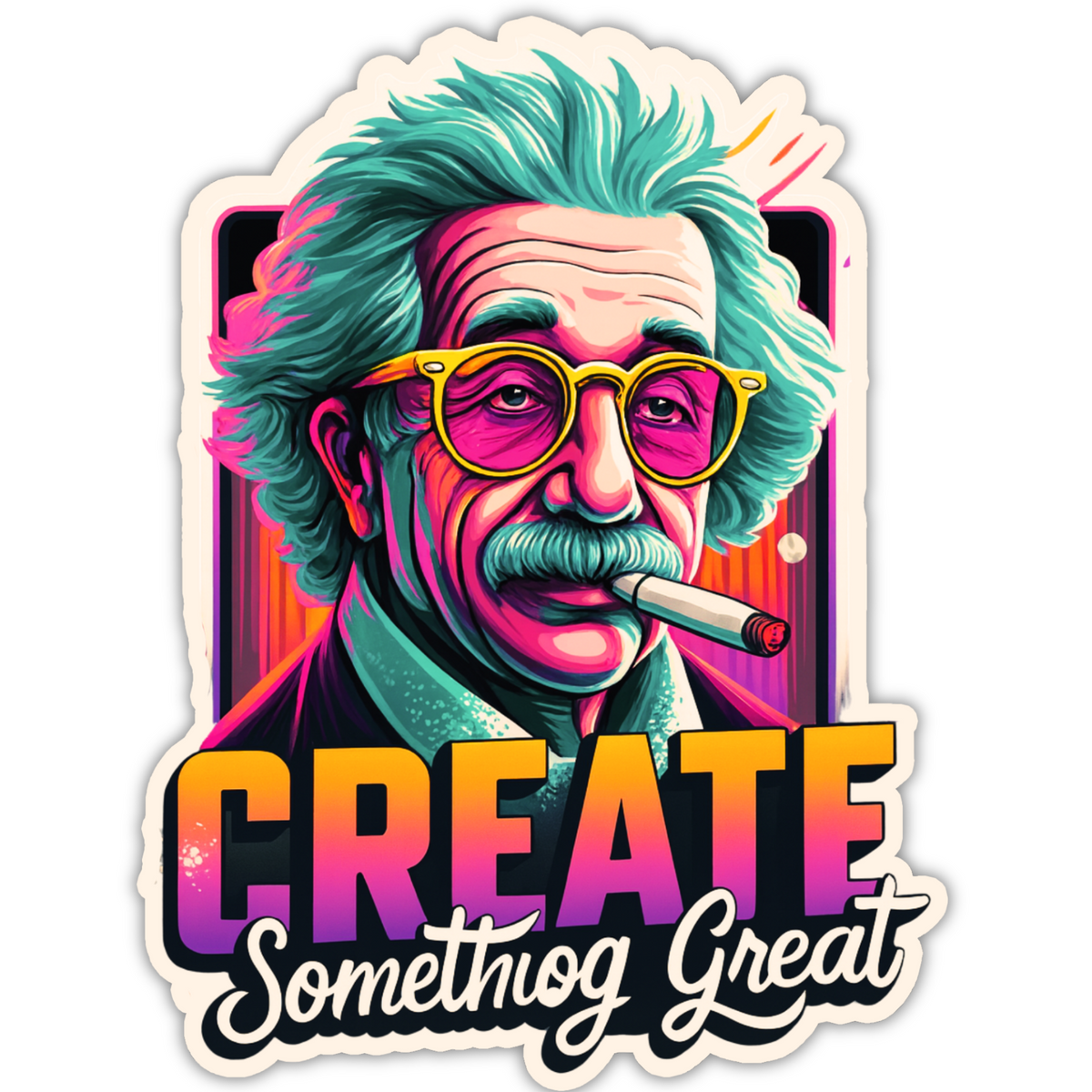CREATE SOMETHING GREAT STICKER – RETRO EINSTEIN INSPIRATION EDITION premium product image view 1