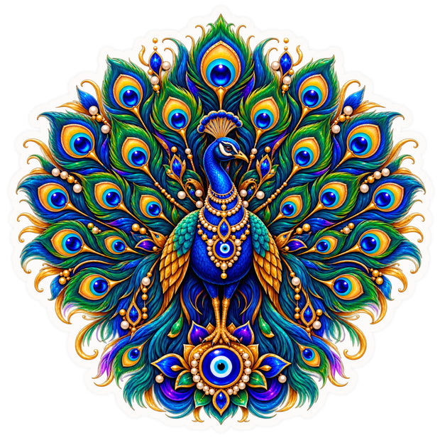Peacock Evil Eye Nazar Protection Waterproof Matte Vinyl Sticker by STIXY