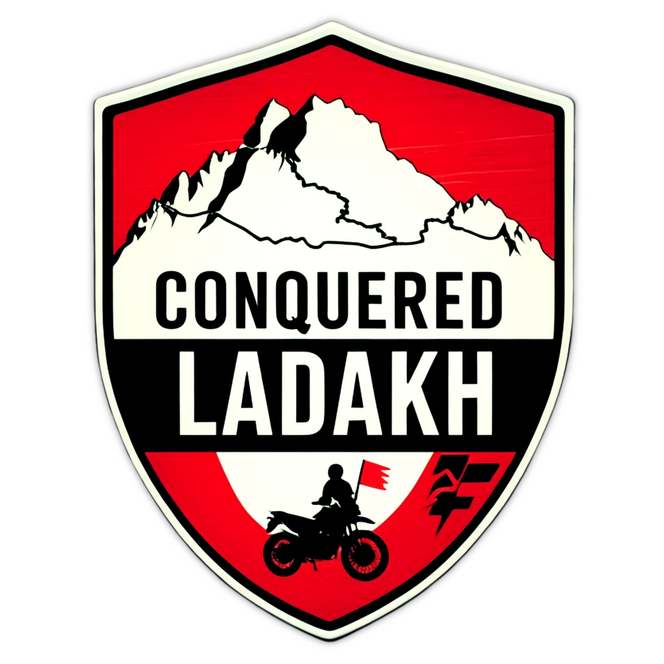 CONQUERED LADAKH STICKER – MOUNTAIN RIDER BADGE DECAL premium sticker product image 1