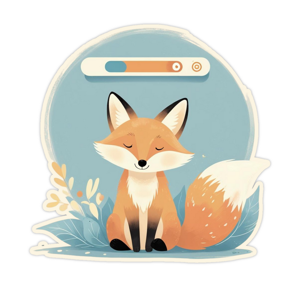 Meditating Fox with Progress Bar – Calm & Cute Vinyl Sticker premium vinyl sticker product image 1