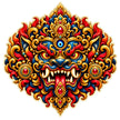Kirtimukha Fierce Guardian Face Sticker with Traditional Protective Mask Ornamental Crown and Fiery Artwork by STIXY