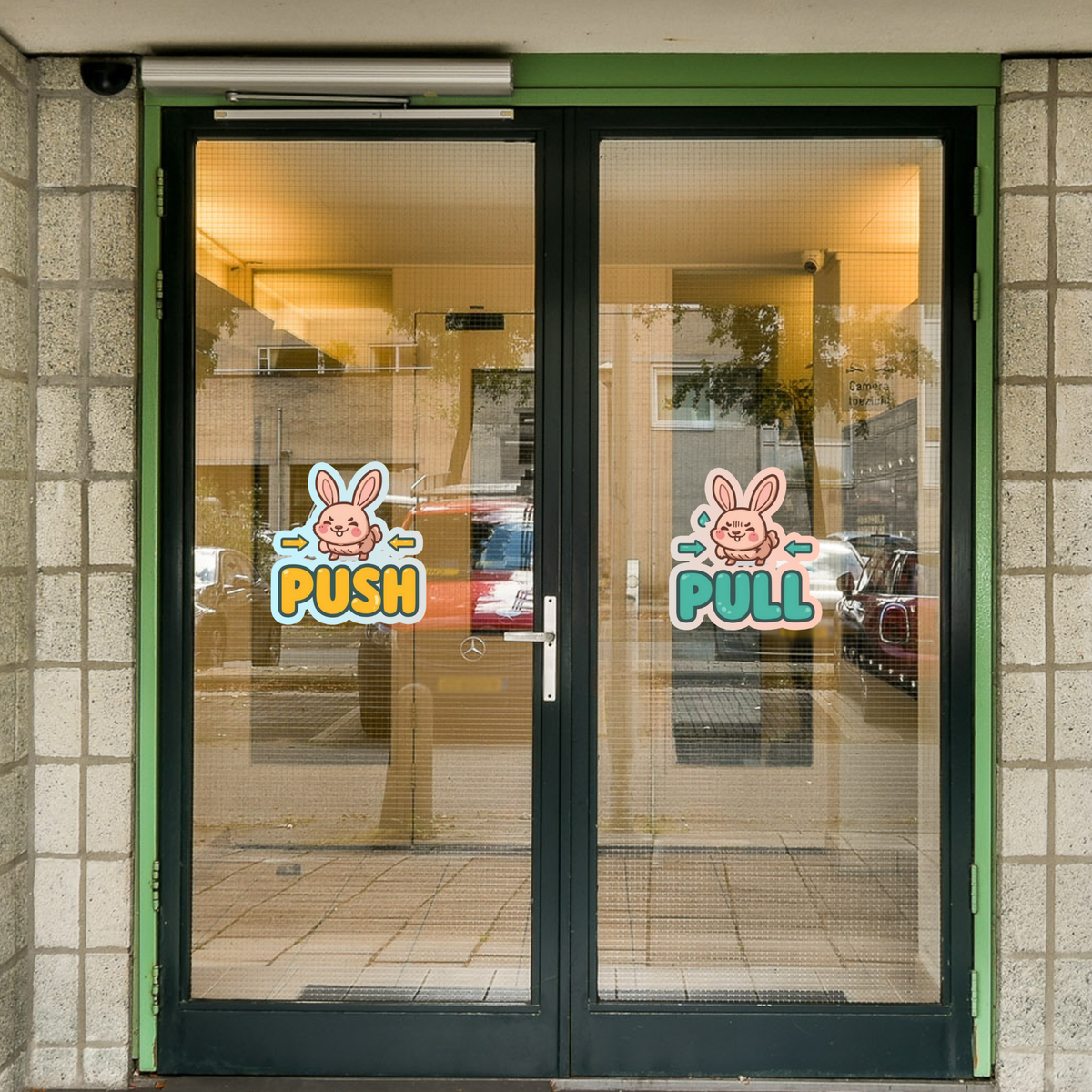 Angry Cat Push Pull Door Sticker Set Waterproof Matte Vinyl 15 Cm Copy premium product image view 2