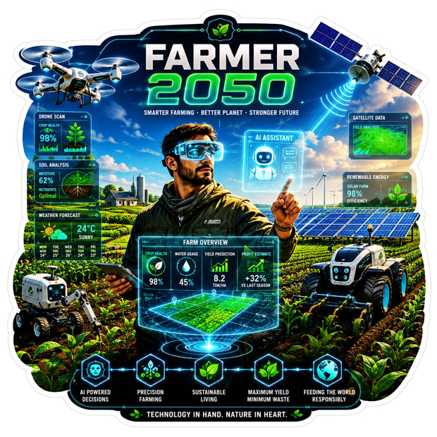 Farmer 2050 Future Farming Sticker 18 × 18 cm | AI Smart Agriculture Waterproof Matte Vinyl – STIXY premium vinyl sticker image 157