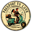 PASSPORT TO LOVE RETRO SCOOTER STICKER – COUPLE TRAVEL SERIES premium product image view 1