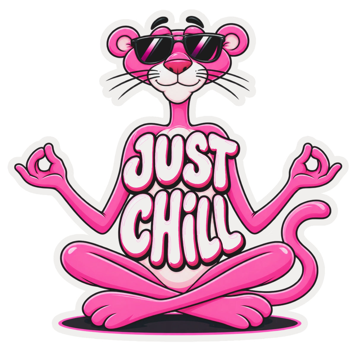 Pink Panther Just Chill Funny Cartoon Waterproof Matte Vinyl Sticker by STIXY