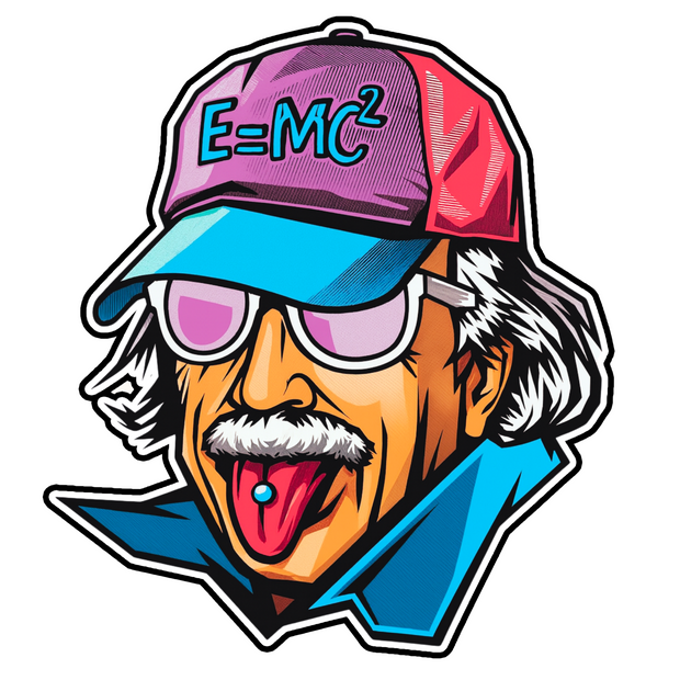 E=MC² COOL EINSTEIN FACE STICKER – RETRO SCIENCE SERIES premium product image view 1