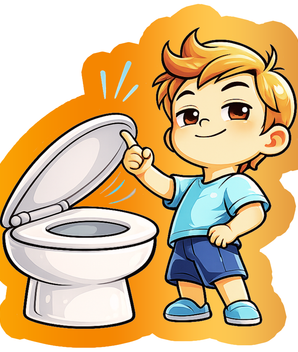 Cute Toilet Training Reminder Sticker for Kids – Waterproof Matte (18 × 18 cm Approx) premium product image view 1