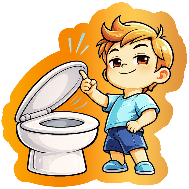 Cute Toilet Training Reminder Sticker for Kids – Waterproof Matte (18 × 18 cm Approx) premium product image view 1