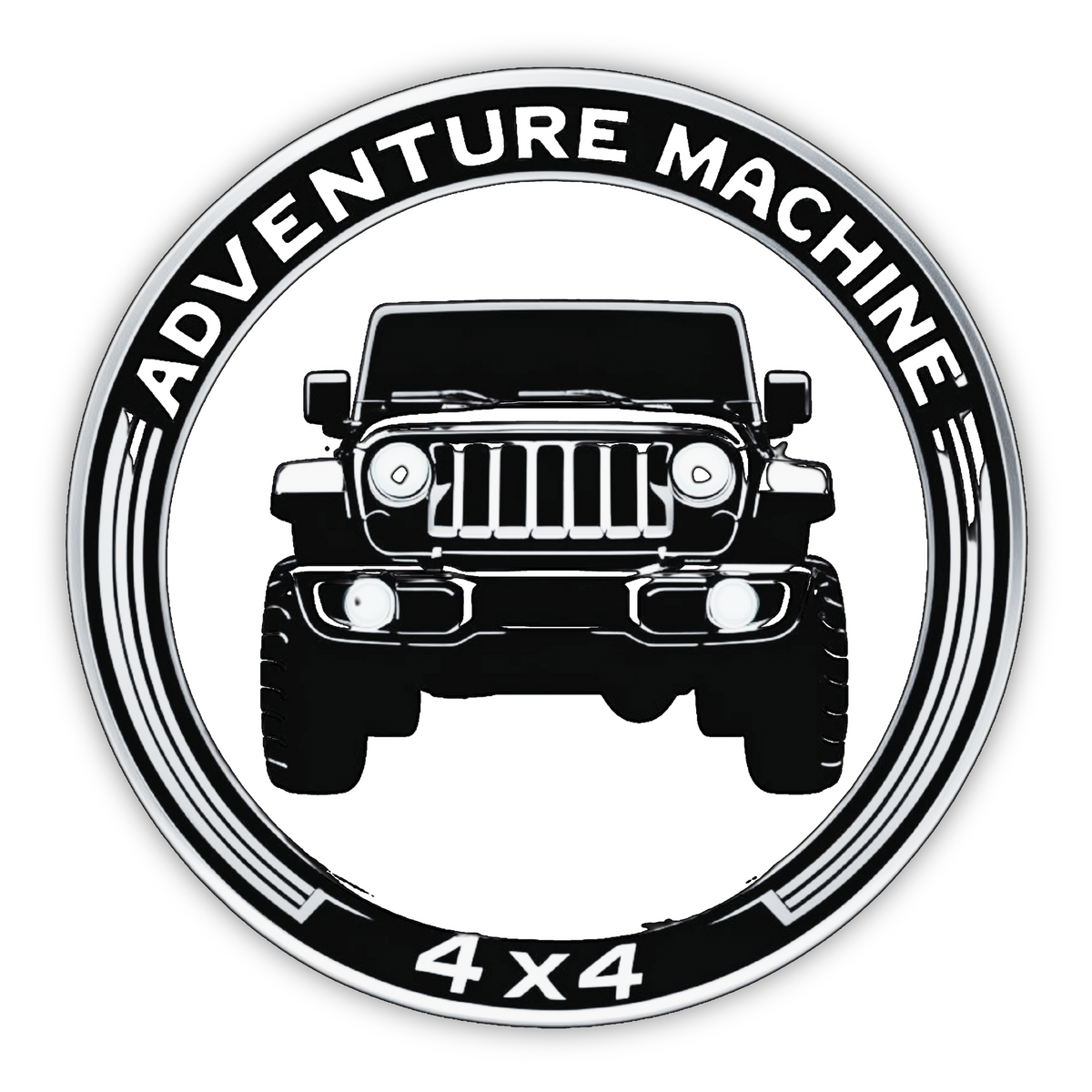ADVENTURE MACHINE 4X4 STICKER – JEEP FRONT DESIGN DECAL premium sticker product image 1