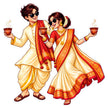 Bengali Traditional Couple Dhunuchi Dance Waterproof Matte Vinyl Sticker by STIXY