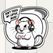 White Gamer Hamster Sticker – Don’t Touch My Laptop, Noob! premium sticker image view 1