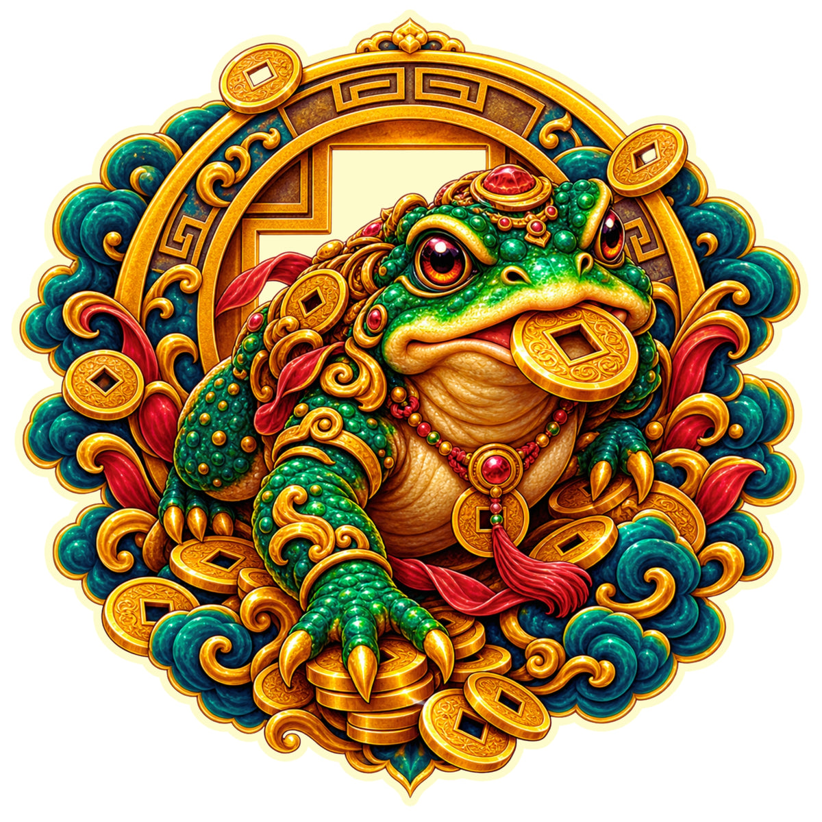 Three Legged Fortune Frog Feng Shui Wealth Waterproof Matte Vinyl Sticker by STIXY