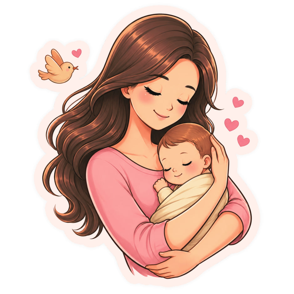 Mother & Baby Love Sticker 15cm Waterproof Matte Vinyl – STIXY premium vinyl sticker image 483