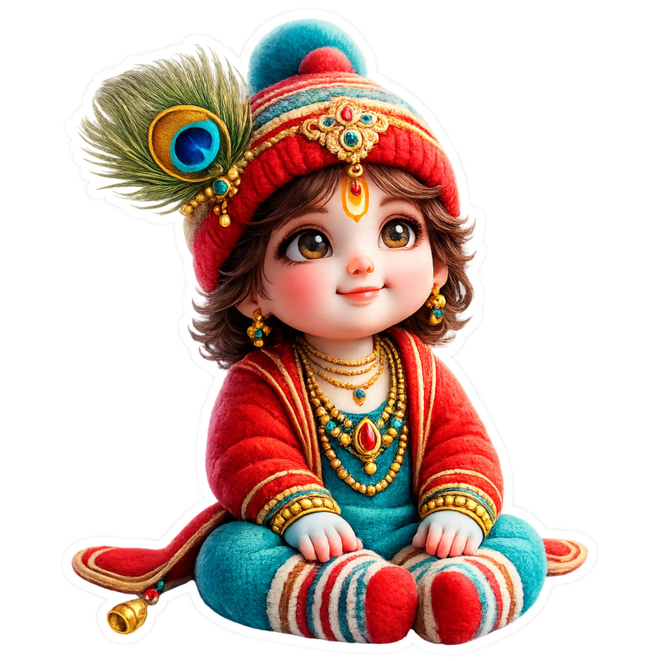 Cute Bal Krishna Sticker 21cm Waterproof Matte Vinyl – STIXY premium vinyl sticker image 476