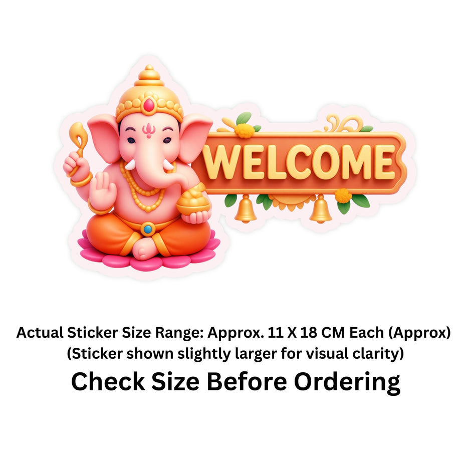Lord Ganesha Welcome Sticker 17 18 Cm Divine Entrance Decor Waterproof Matte Vinyl Stixy Copy premium vinyl sticker image 340
