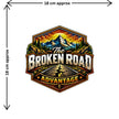 The Broken Road Adventure Sticker Size Guide 18 × 18 cm by STIXY