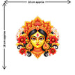 Maa Durga Divine Face Spiritual Sticker Size Guide 18 × 18 cm by STIXY