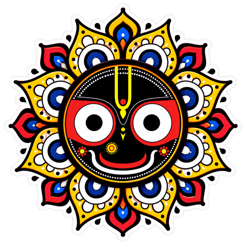 Lord Jagannath Face Mandala Waterproof Matte Vinyl Spiritual Sticker by STIXY
