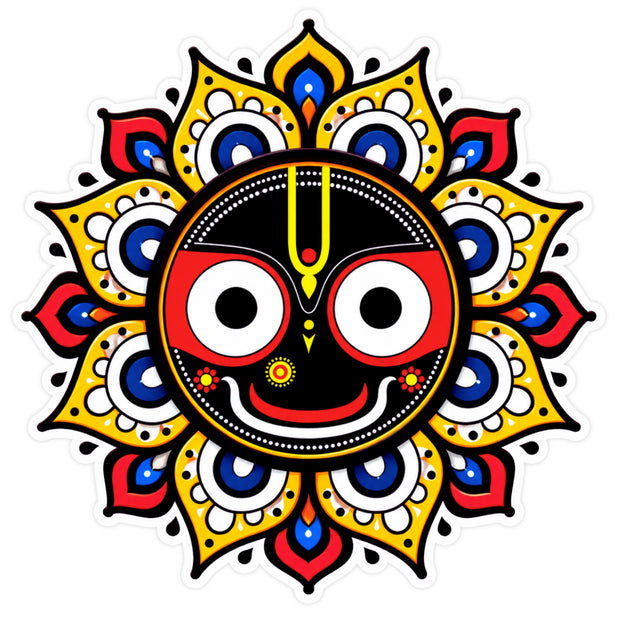 Lord Jagannath Face Mandala Waterproof Matte Vinyl Spiritual Sticker by STIXY