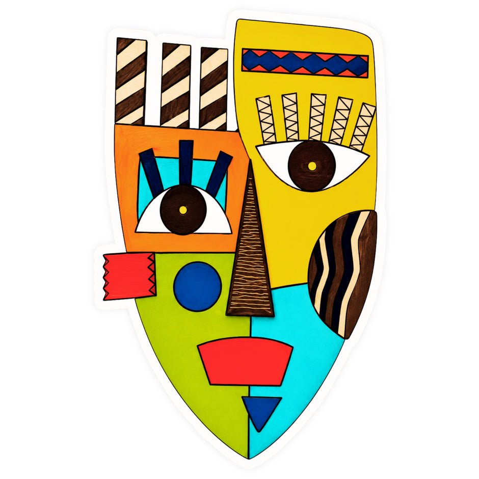 African Tribal Art Mask Sticker 15 × 23 cm | Abstract Ethnic Wall Décor Design | Waterproof Matte Vinyl – STIXY premium vinyl sticker image 235