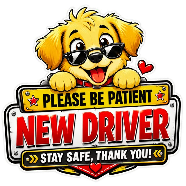 Please Be Patient New Driver Dog Sticker 18 × 18 cm | Cute Beginner Driver Safety Sign | Waterproof Matte Vinyl – STIXY premium vinyl sticker image 162