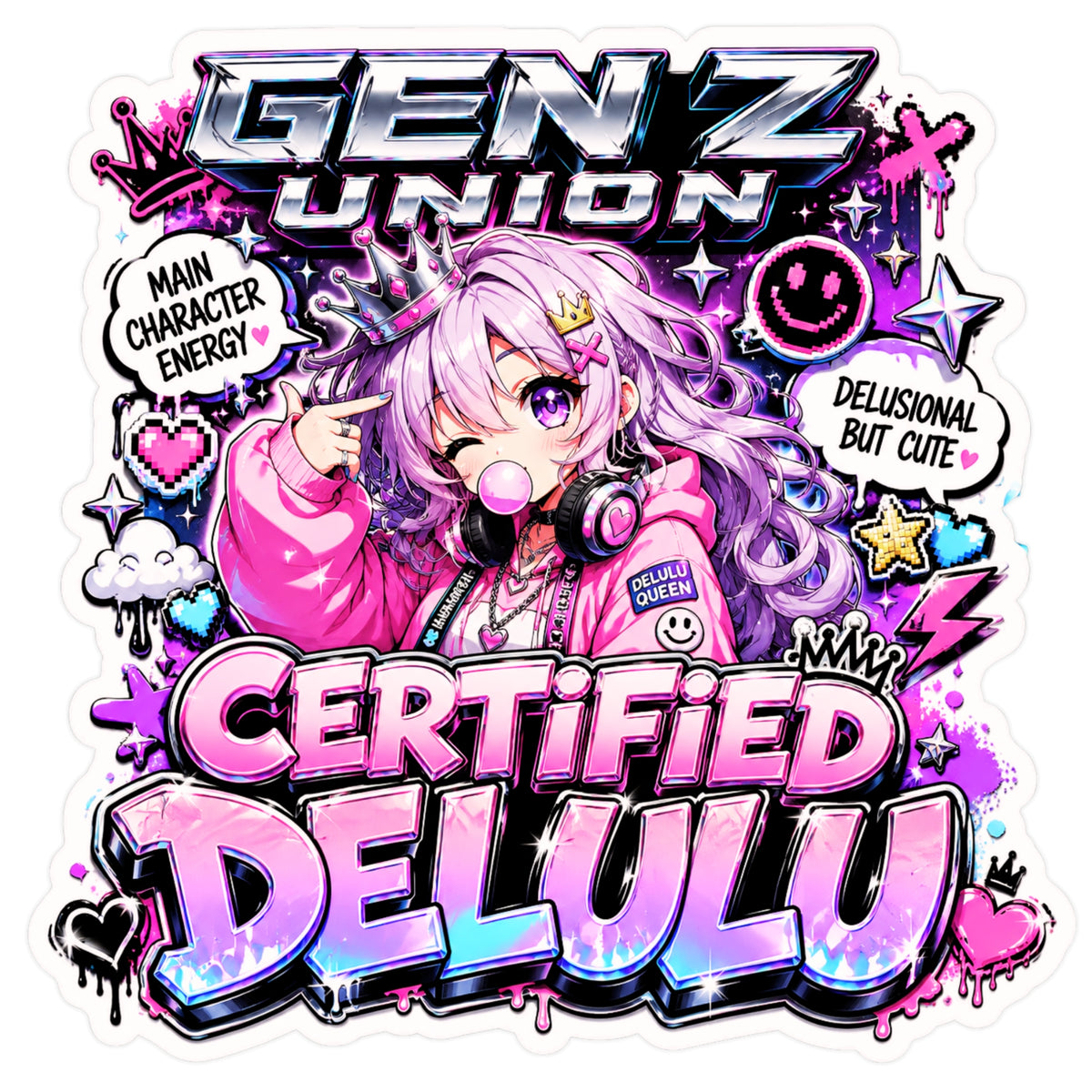 GEN Z Union Certified Delulu Sticker 15 × 15 cm | Funny Anime Meme Aesthetic | Waterproof Matte Vinyl – STIXY premium vinyl sticker image 200