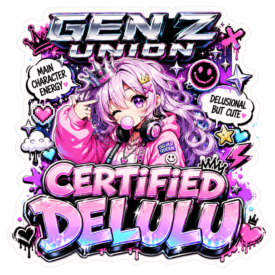 GEN Z Union Certified Delulu Sticker 15 × 15 cm | Funny Anime Meme Aesthetic | Waterproof Matte Vinyl – STIXY premium vinyl sticker image 200