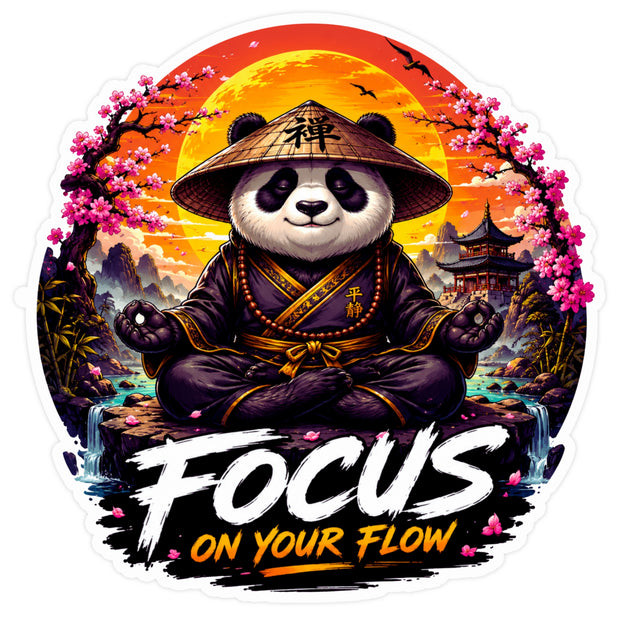 Focus On Your Flow Panda Waterproof Matte Vinyl Sticker by STIXY