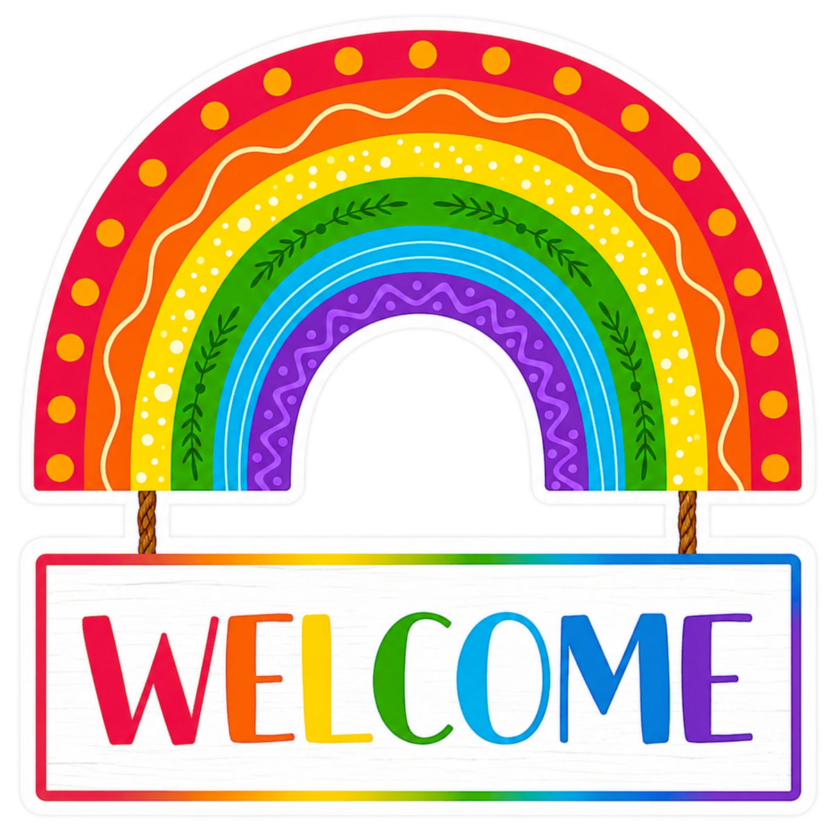 Rainbow Welcome Sticker 18 × 18 cm | Colorful Entrance Door Décor Sign | Waterproof Matte Vinyl – STIXY premium vinyl sticker image 229