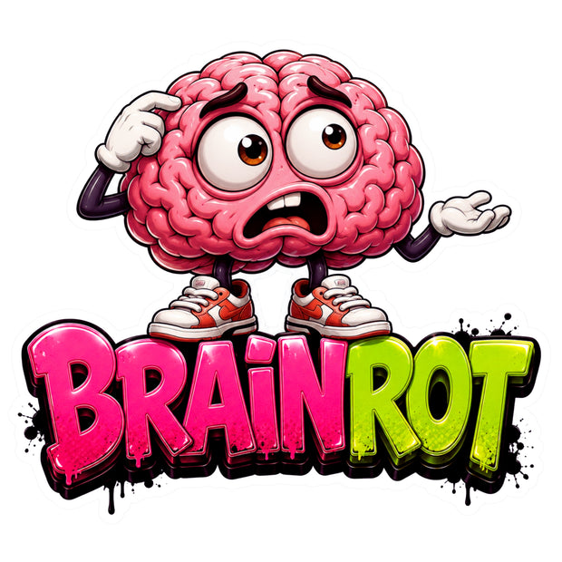 Brainrot Waterproof Matte Vinyl Sticker with Funny Cartoon Brain Design by STIXY