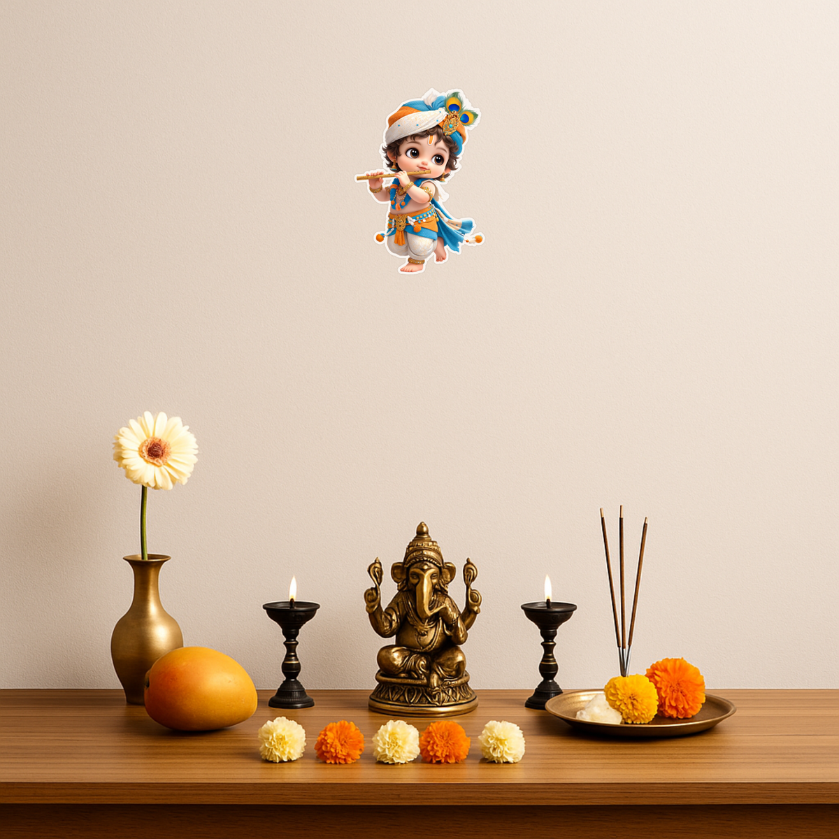 Lord Krishna Flute Artistic Sticker 20Cm Matte Vinyl Stixy Copy high-quality product image angle 2